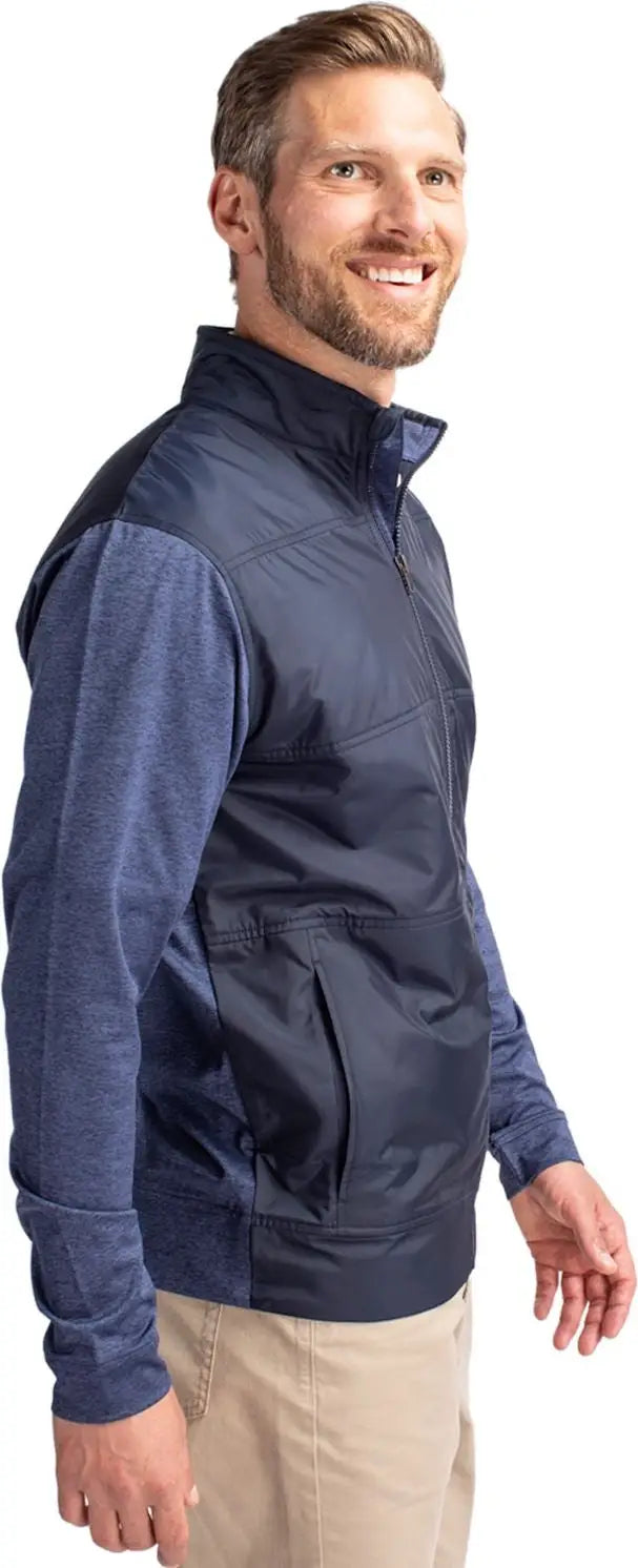 Cutter & Buck Mck09406 Stealth Hybrid Quilted Mens Full Zip Windbreaker Jacket - Liberty Navy