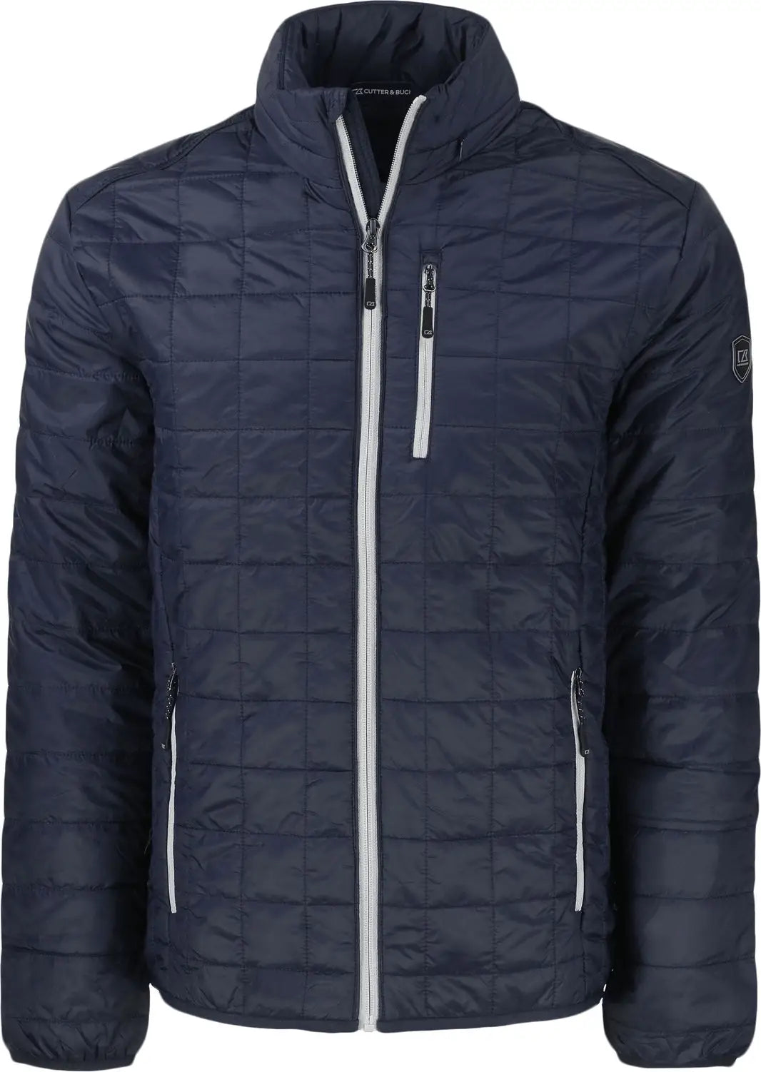 Cutter & Buck Mco00018 Rainier Primaloft® Mens Eco Insulated Full Zip Puffer Jacket - Dark Navy Silver