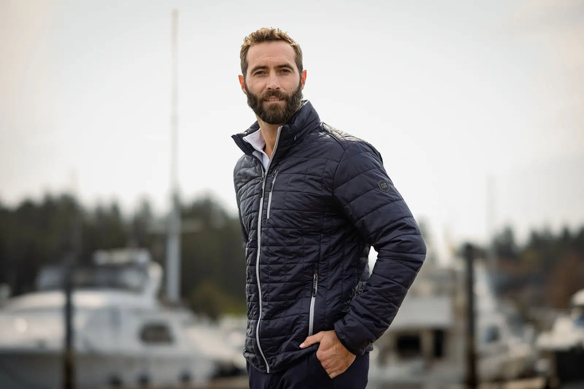 Cutter & Buck Mco00018 Rainier Primaloft® Mens Eco Insulated Full Zip Puffer Jacket - Dark Navy Silver