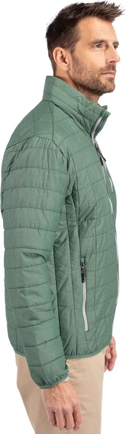 Cutter & Buck Mco00018 Rainier Primaloft® Mens Eco Insulated Full Zip Puffer Jacket - Hunter Melange
