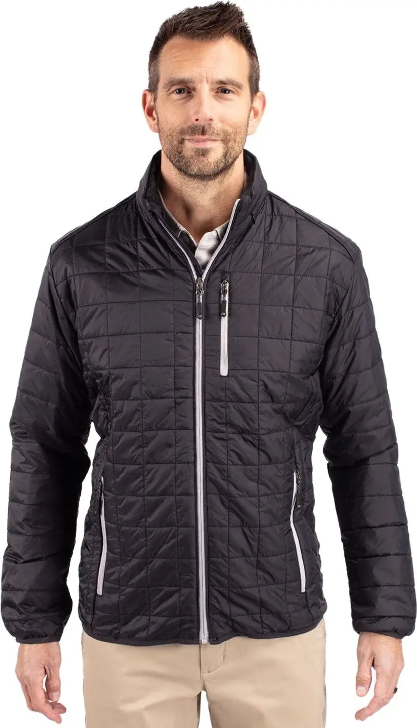 Cutter & Buck Mco00018 Rainier Primaloft® Mens Eco Insulated Full Zip Puffer Jacket - Black - Adult s