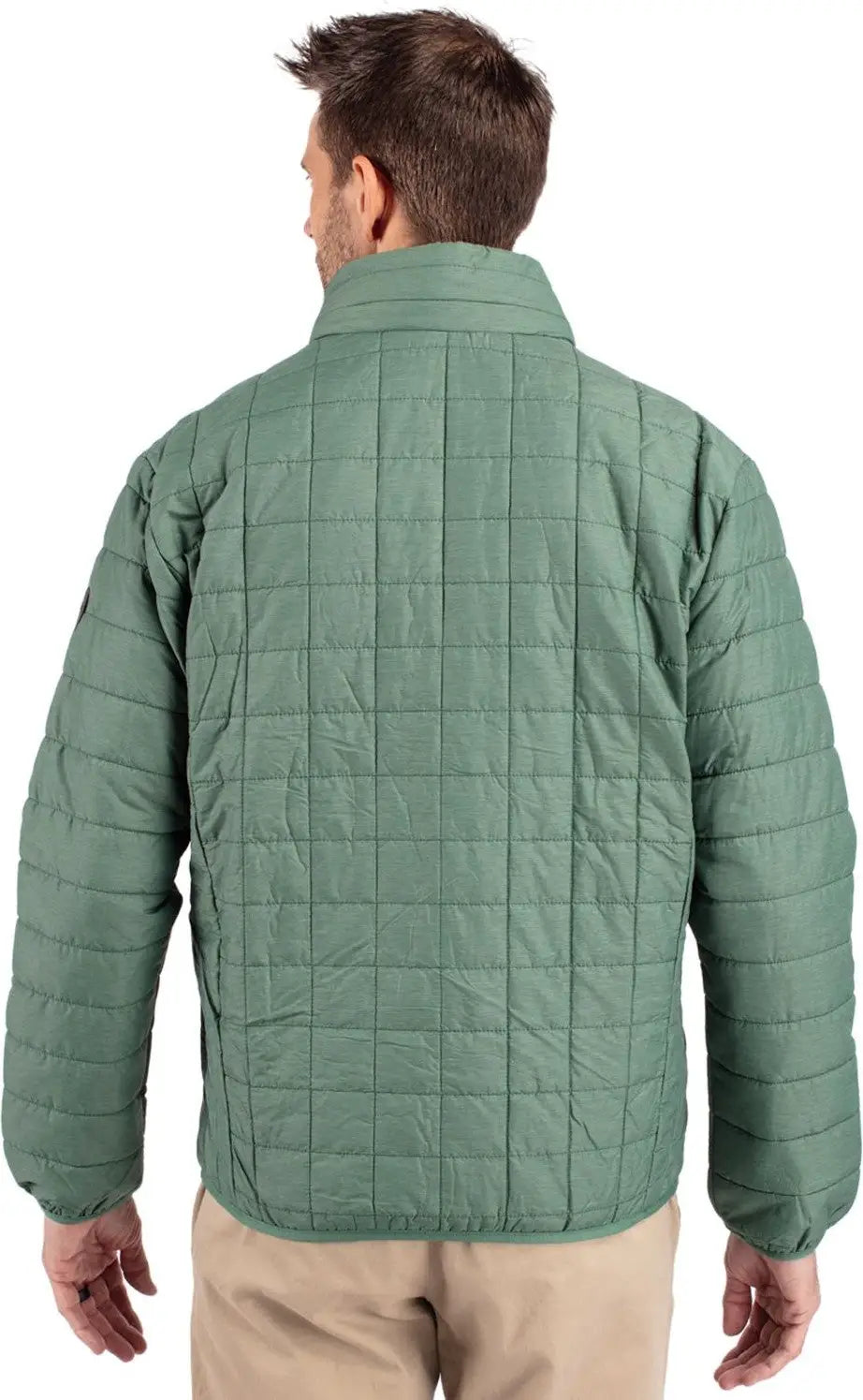 Cutter & Buck Mco00018 Rainier Primaloft® Mens Eco Insulated Full Zip Puffer Jacket - Hunter Melange