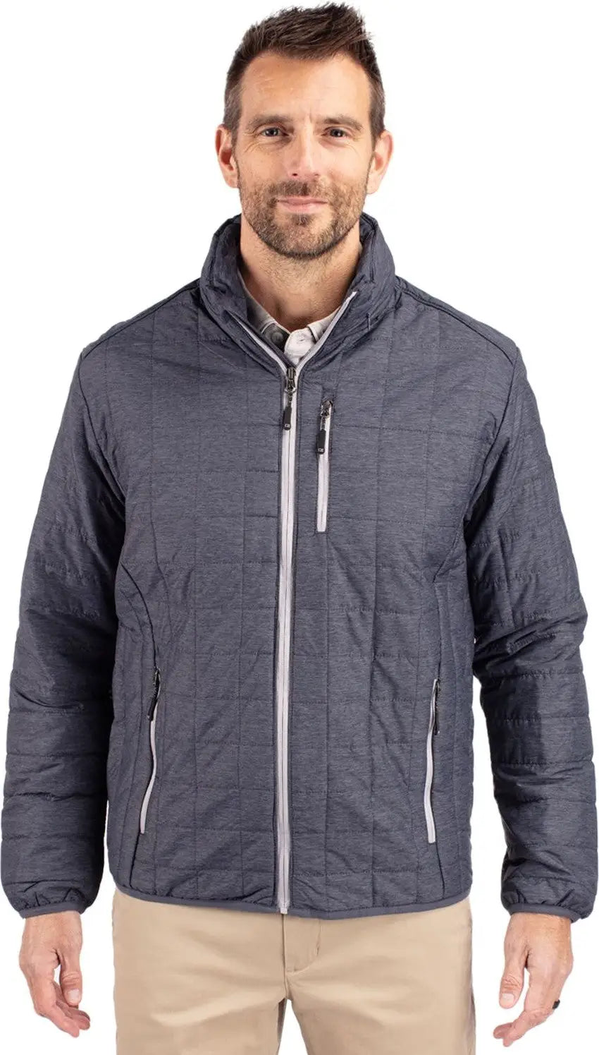 Cutter & Buck Mco00018 Rainier Primaloft® Mens Eco Insulated Full Zip Puffer Jacket - Anthracite Melange - Adult s