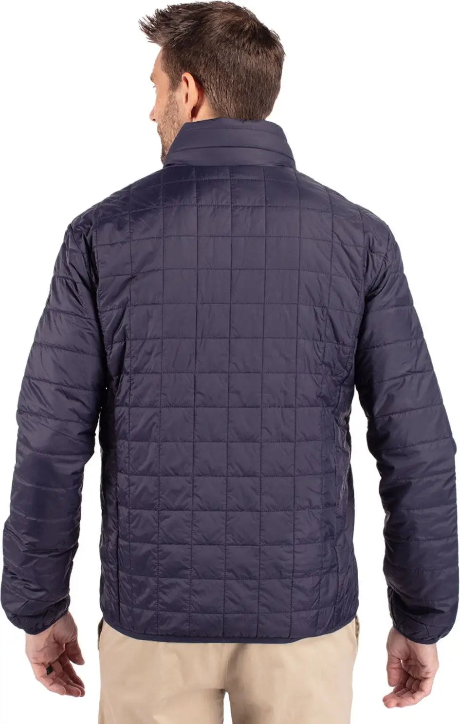 Cutter & Buck Mco00018 Rainier Primaloft® Mens Eco Insulated Full Zip Puffer Jacket - Dark Navy Silver