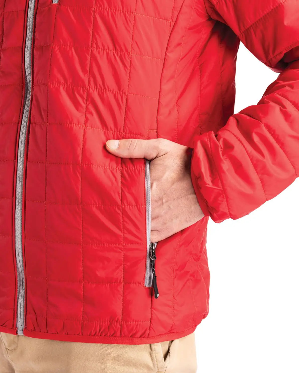 Cutter & Buck Mco00018 Rainier Primaloft® Mens Eco Insulated Full Zip Puffer Jacket - Red