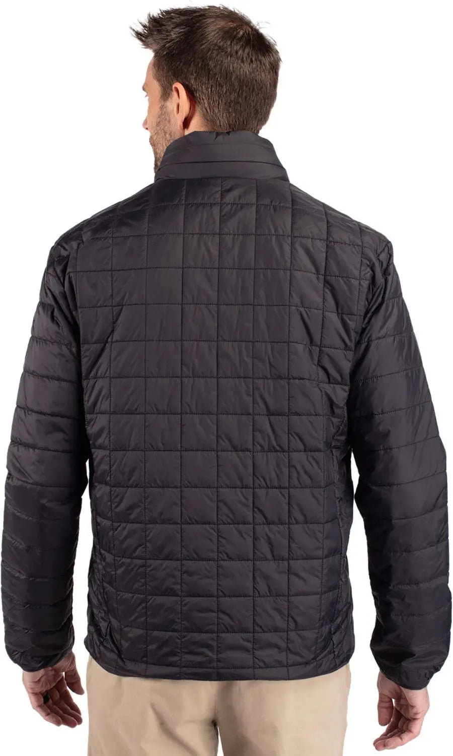Cutter & Buck Mco00018 Rainier Primaloft® Mens Eco Insulated Full Zip Puffer Jacket - Black