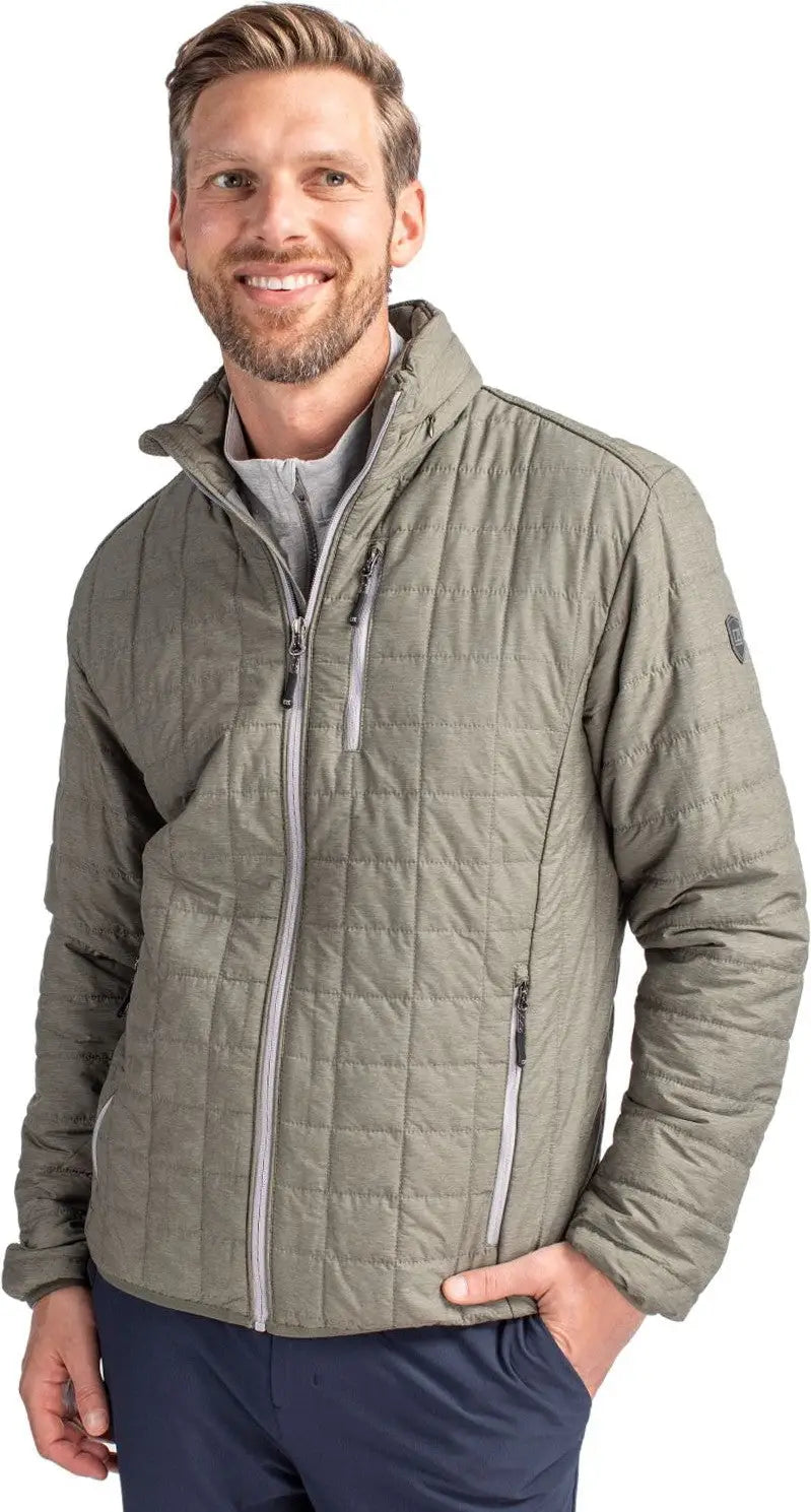 Cutter & Buck Mco00018 Rainier Primaloft® Mens Eco Insulated Full Zip Puffer Jacket - Poplar Melange - Adult s