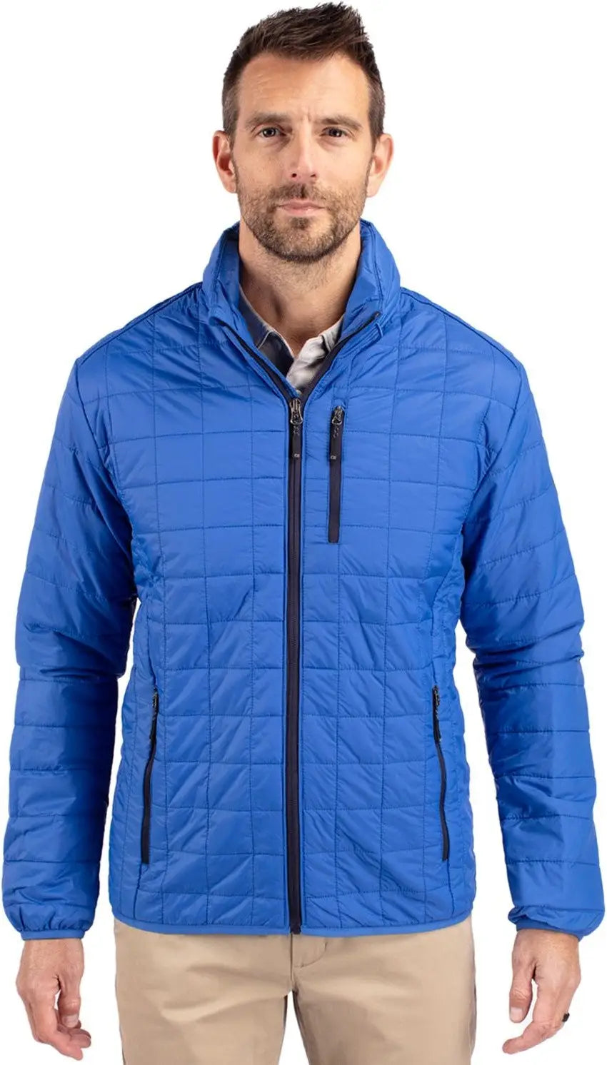 Cutter & Buck Mco00018 Rainier Primaloft® Mens Eco Insulated Full Zip Puffer Jacket - Royal - Adult s