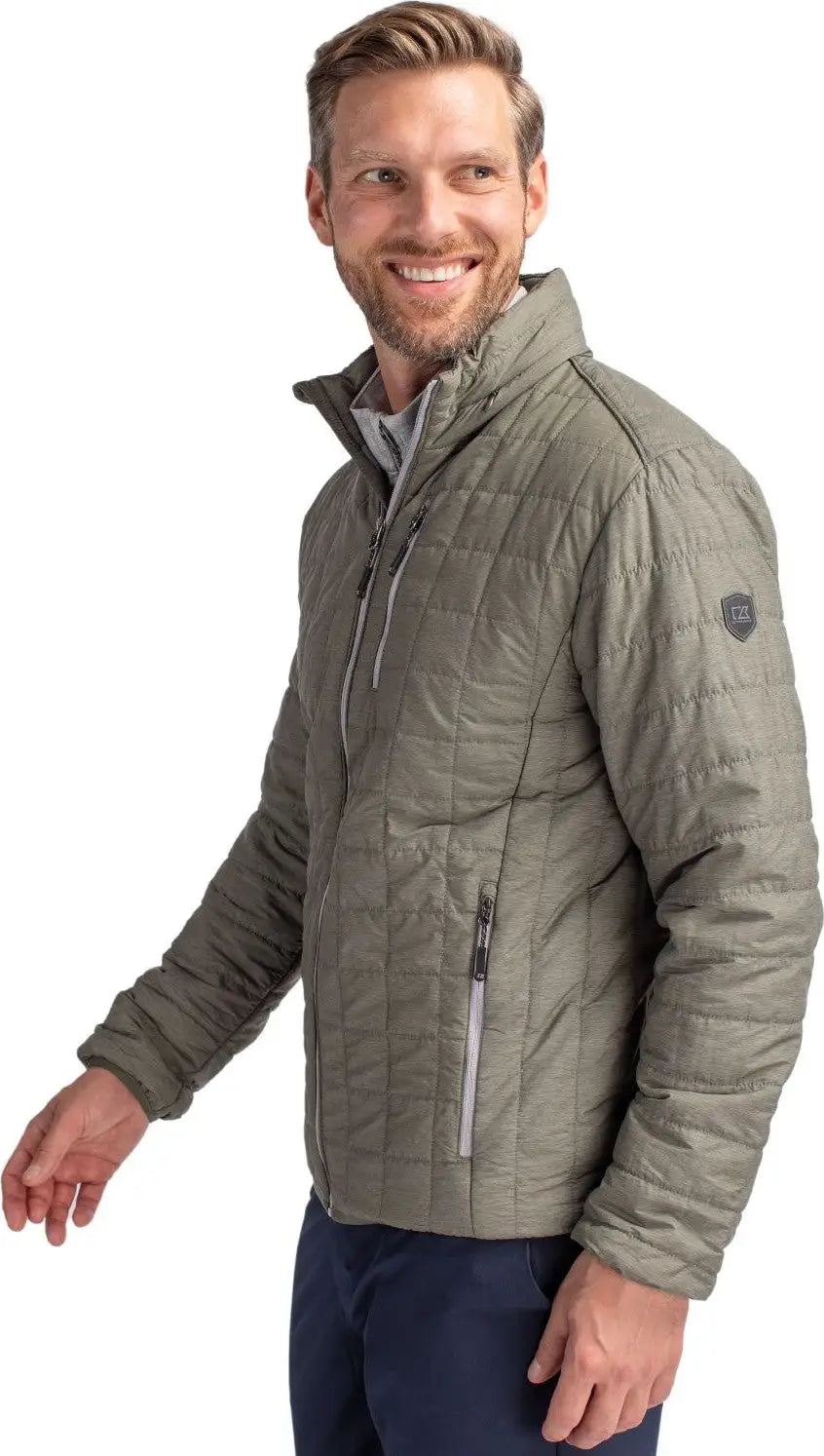 Cutter & Buck Mco00018 Rainier Primaloft® Mens Eco Insulated Full Zip Puffer Jacket - Poplar Melange