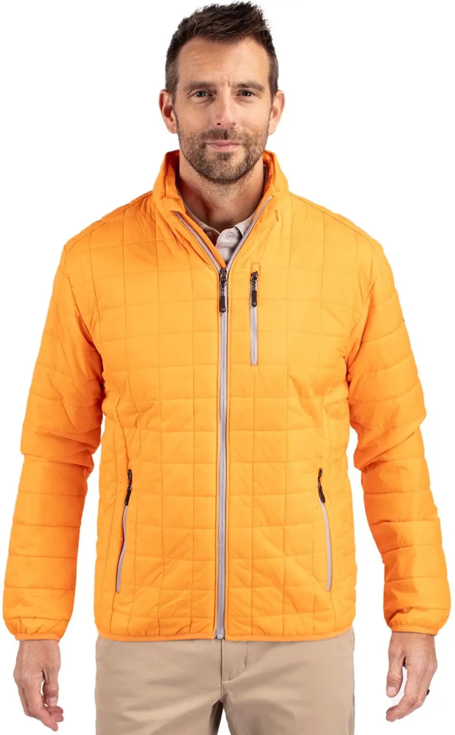Cutter & Buck Mco00018 Rainier Primaloft® Mens Eco Insulated Full Zip Puffer Jacket - Satsuma - Adult s