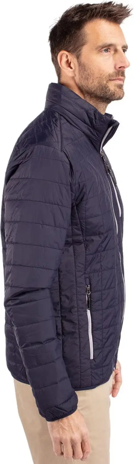 Cutter & Buck Mco00018 Rainier Primaloft® Mens Eco Insulated Full Zip Puffer Jacket - Dark Navy Silver