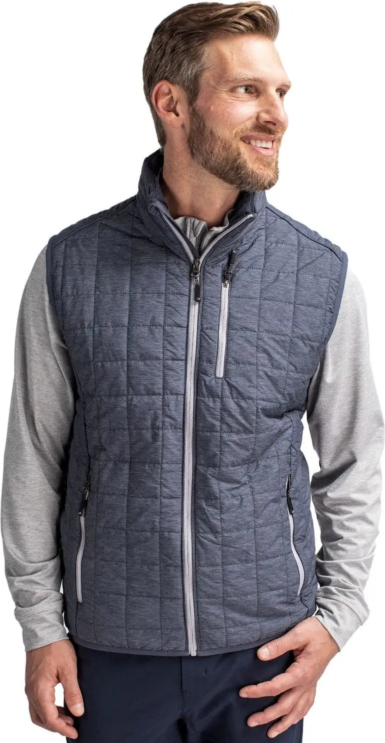 Cutter & Buck Mco00019 Rainier Primaloft® Mens Eco Insulated Full Zip Puffer Vest - Anthracite Melange - Adult s