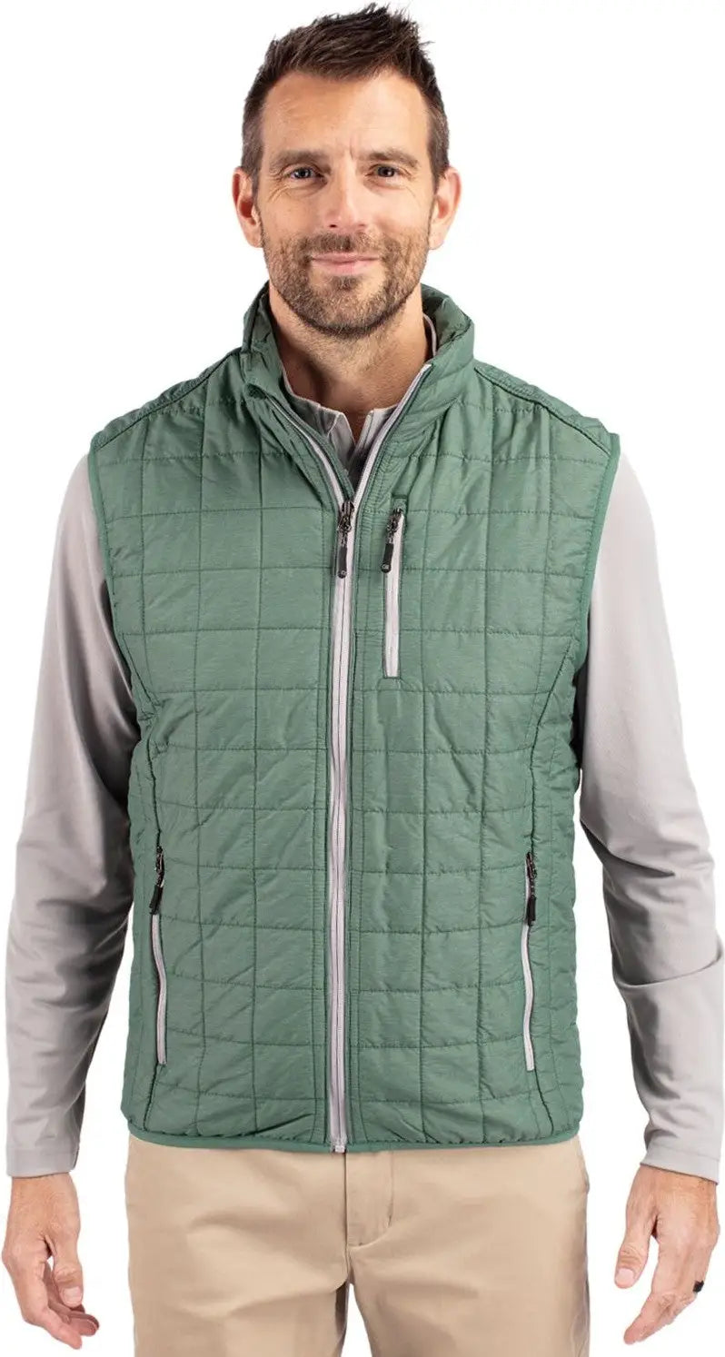Cutter & Buck Mco00019 Rainier Primaloft® Mens Eco Insulated Full Zip Puffer Vest - Hunter Melange - Adult s