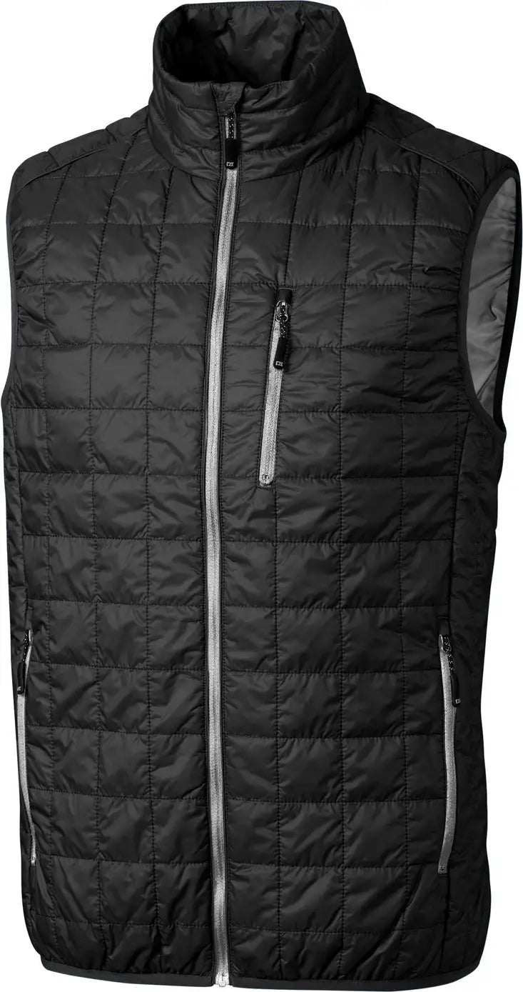 Cutter & Buck Mco00019 Rainier Primaloft® Mens Eco Insulated Full Zip Puffer Vest - Black