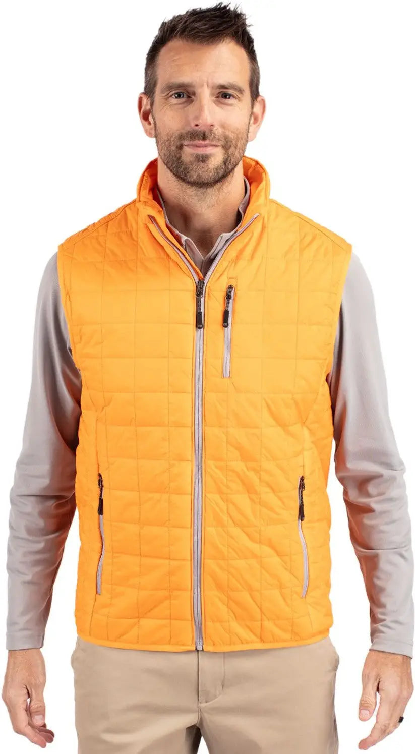Cutter & Buck Mco00019 Rainier Primaloft® Mens Eco Insulated Full Zip Puffer Vest - Satsuma - Adult s