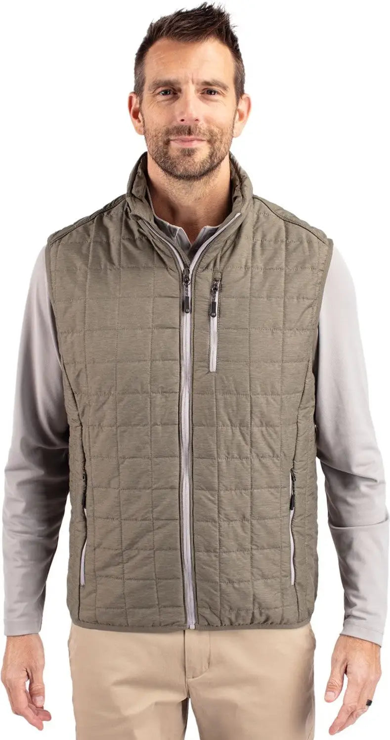 Cutter & Buck Mco00019 Rainier Primaloft® Mens Eco Insulated Full Zip Puffer Vest - Poplar Melange - Adult s
