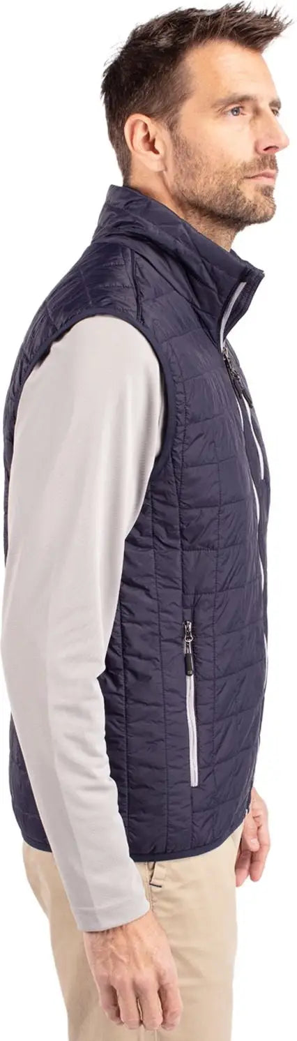 Cutter & Buck Mco00019 Rainier Primaloft® Mens Eco Insulated Full Zip Puffer Vest - Dark Navy Silver
