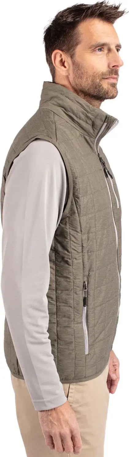 Cutter & Buck Mco00019 Rainier Primaloft® Mens Eco Insulated Full Zip Puffer Vest - Poplar Melange