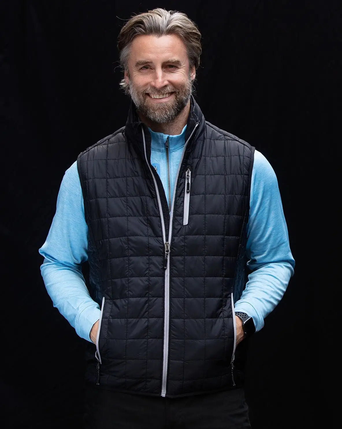 Cutter & Buck Mco00019 Rainier Primaloft® Mens Eco Insulated Full Zip Puffer Vest - Black