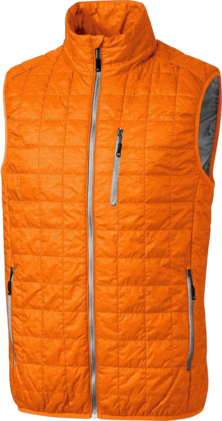 Cutter & Buck Mco00019 Rainier Primaloft® Mens Eco Insulated Full Zip Puffer Vest - Satsuma - Adult s
