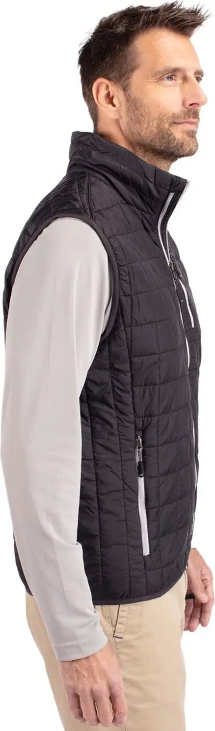 Cutter & Buck Mco00019 Rainier Primaloft® Mens Eco Insulated Full Zip Puffer Vest - Black