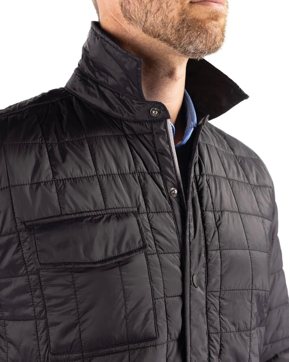 Cutter & Buck Mco00032 Rainier Primaloft® Mens Eco Insulated Quilted Shirt Jacket - Black