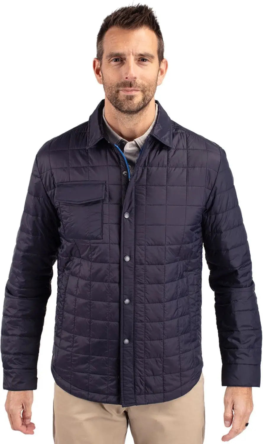 Cutter & Buck Mco00032 Rainier Primaloftâ Mens Eco Insulated Quilted Shirt Jacket - Dark Navy