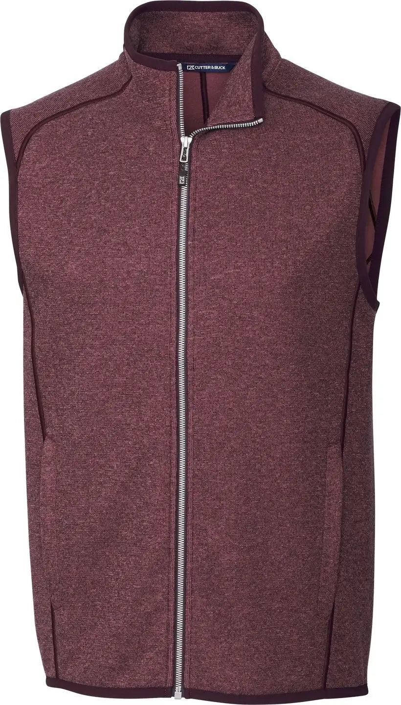 Cutter & Buck Mco00047 Mainsail Sweater-knit Mens Full Zip Vest - Bordeaux Heather