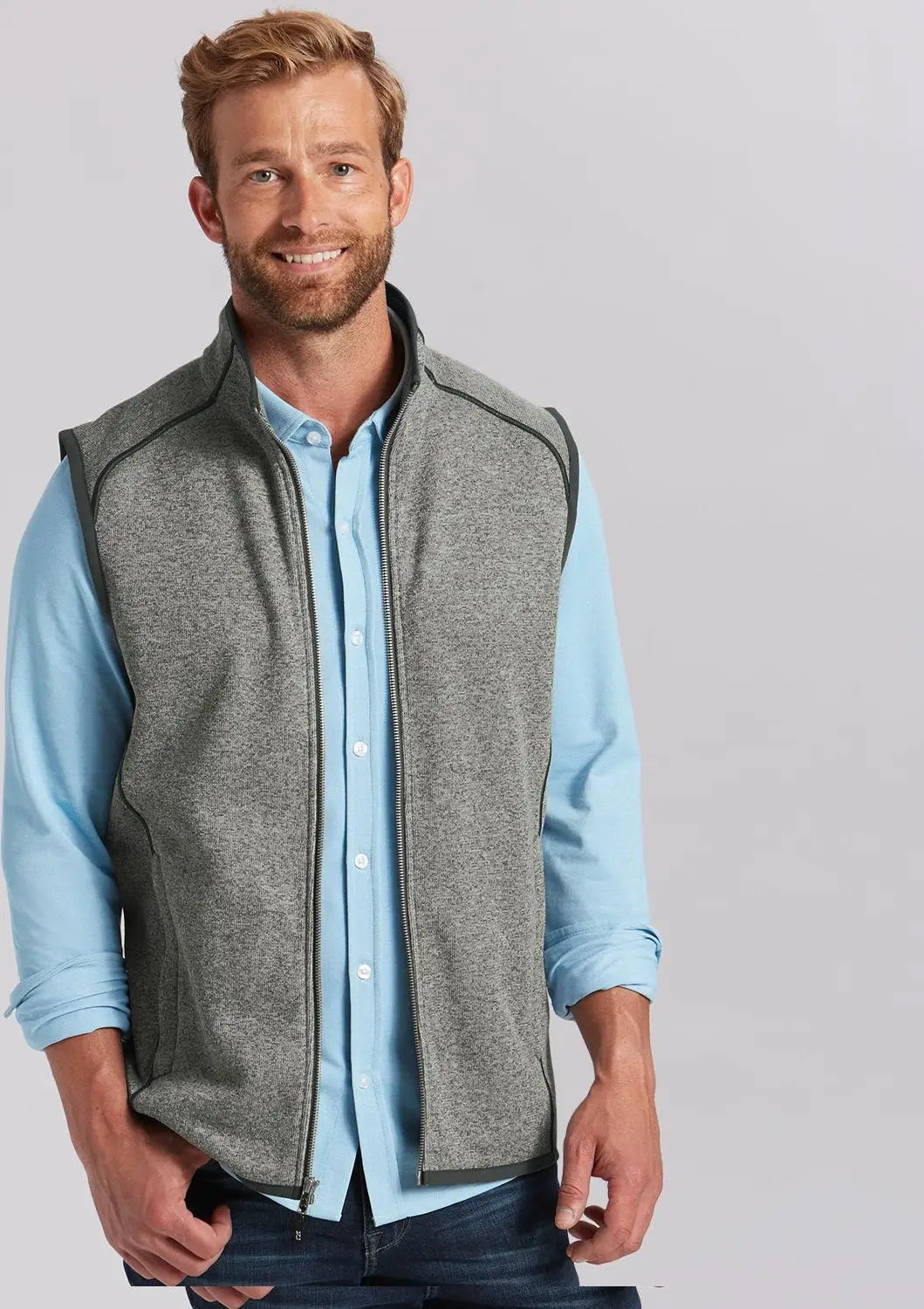Cutter & Buck Mco00047 Mainsail Sweater-knit Mens Full Zip Vest - Polished Heather