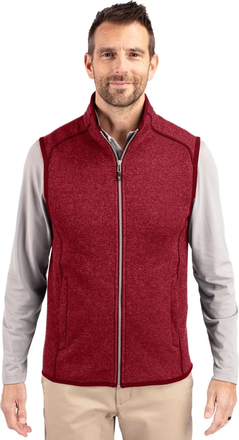 Cutter & Buck Mco00047 Mainsail Sweater-knit Mens Full Zip Vest - Cardinal Red Heather - Adult s