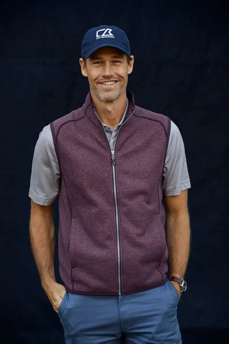Cutter & Buck Mco00047 Mainsail Sweater-knit Mens Full Zip Vest - Bordeaux Heather