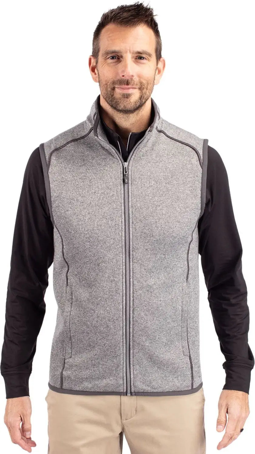 Cutter & Buck Mco00047 Mainsail Sweater-knit Mens Full Zip Vest - Polished Heather - Adult s
