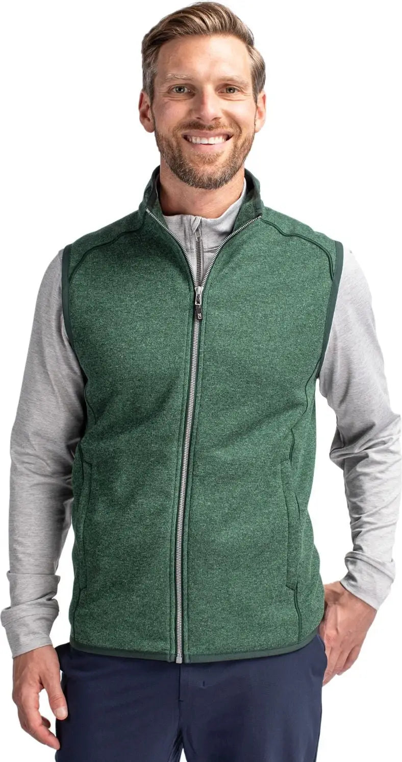 Cutter & Buck Mco00047 Mainsail Sweater-knit Mens Full Zip Vest - Hunter Heather - Adult s