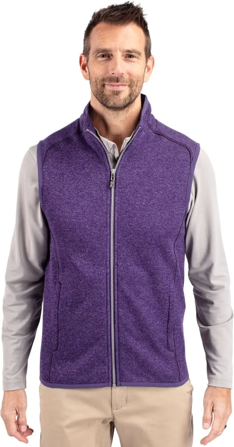 Cutter & Buck Mco00047 Mainsail Sweater-knit Mens Full Zip Vest - College Purple Heather - Adult s