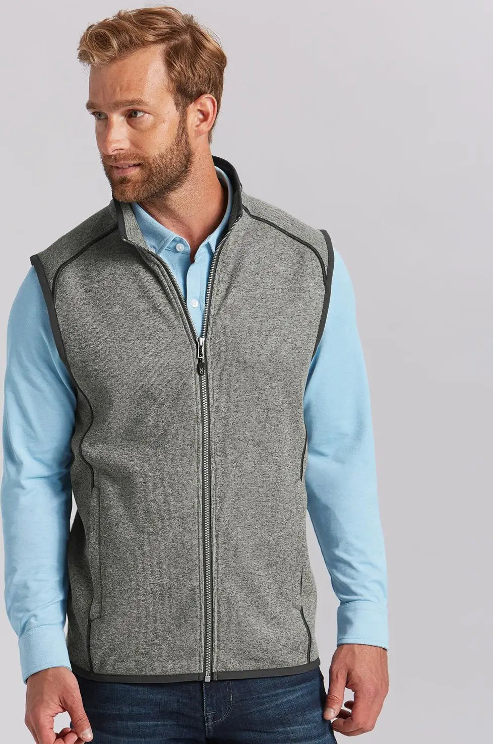 Cutter & Buck Mco00047 Mainsail Sweater-knit Mens Full Zip Vest - Polished Heather