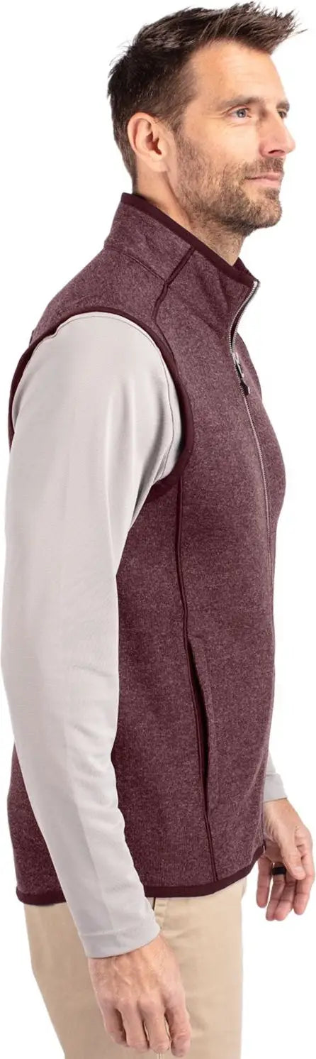 Cutter & Buck Mco00047 Mainsail Sweater-knit Mens Full Zip Vest - Bordeaux Heather