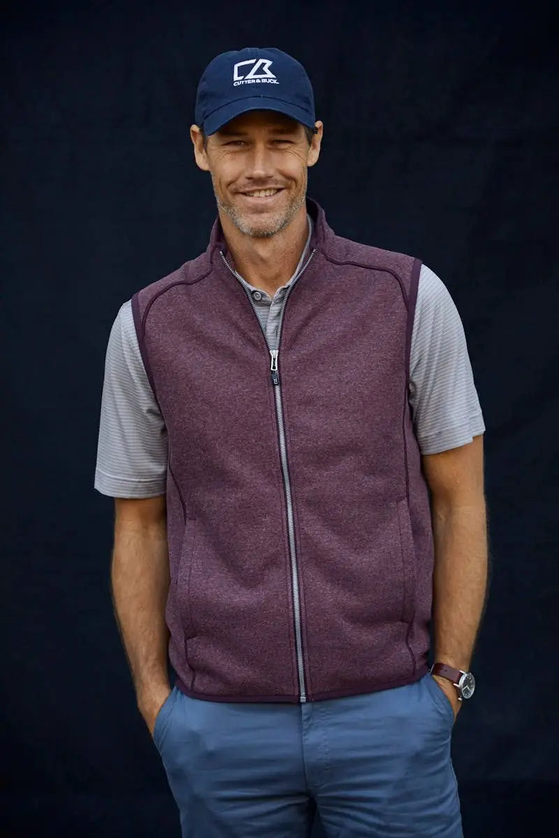 Cutter & Buck Mco00047 Mainsail Sweater-knit Mens Full Zip Vest - Bordeaux Heather