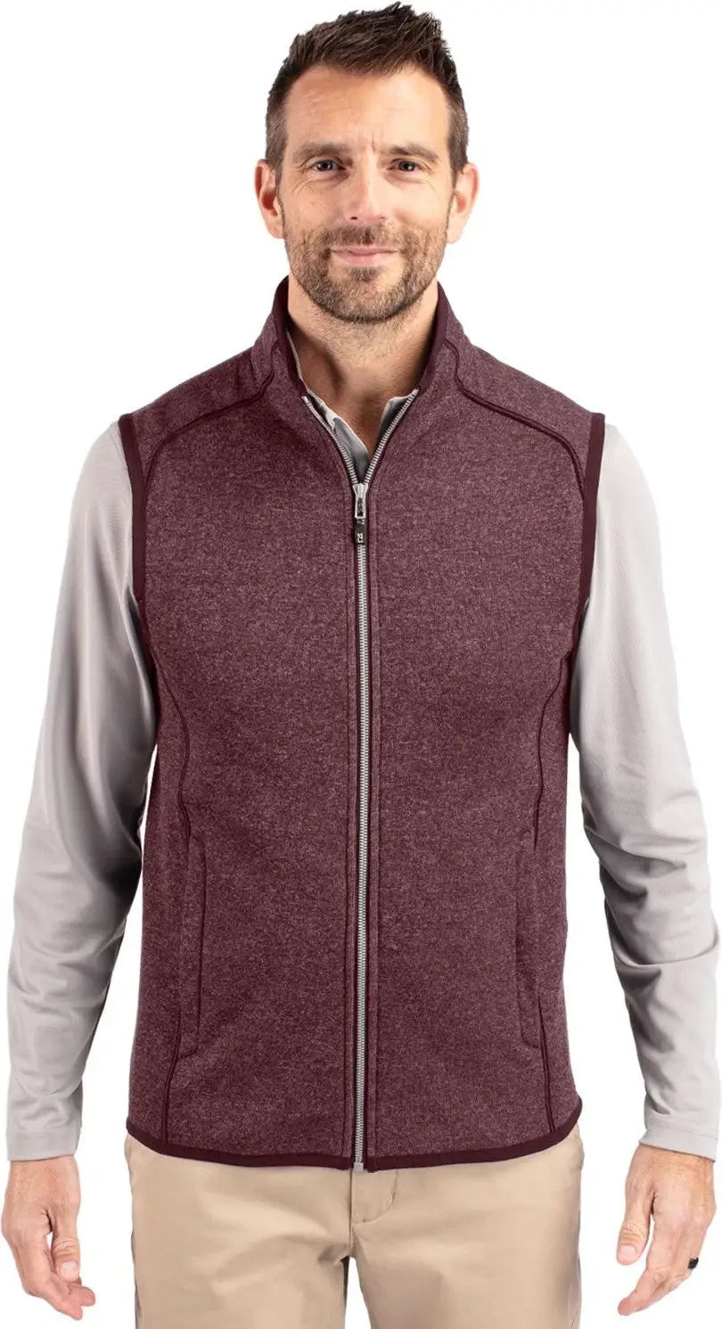 Cutter & Buck Mco00047 Mainsail Sweater-knit Mens Full Zip Vest - Bordeaux Heather - Adult s