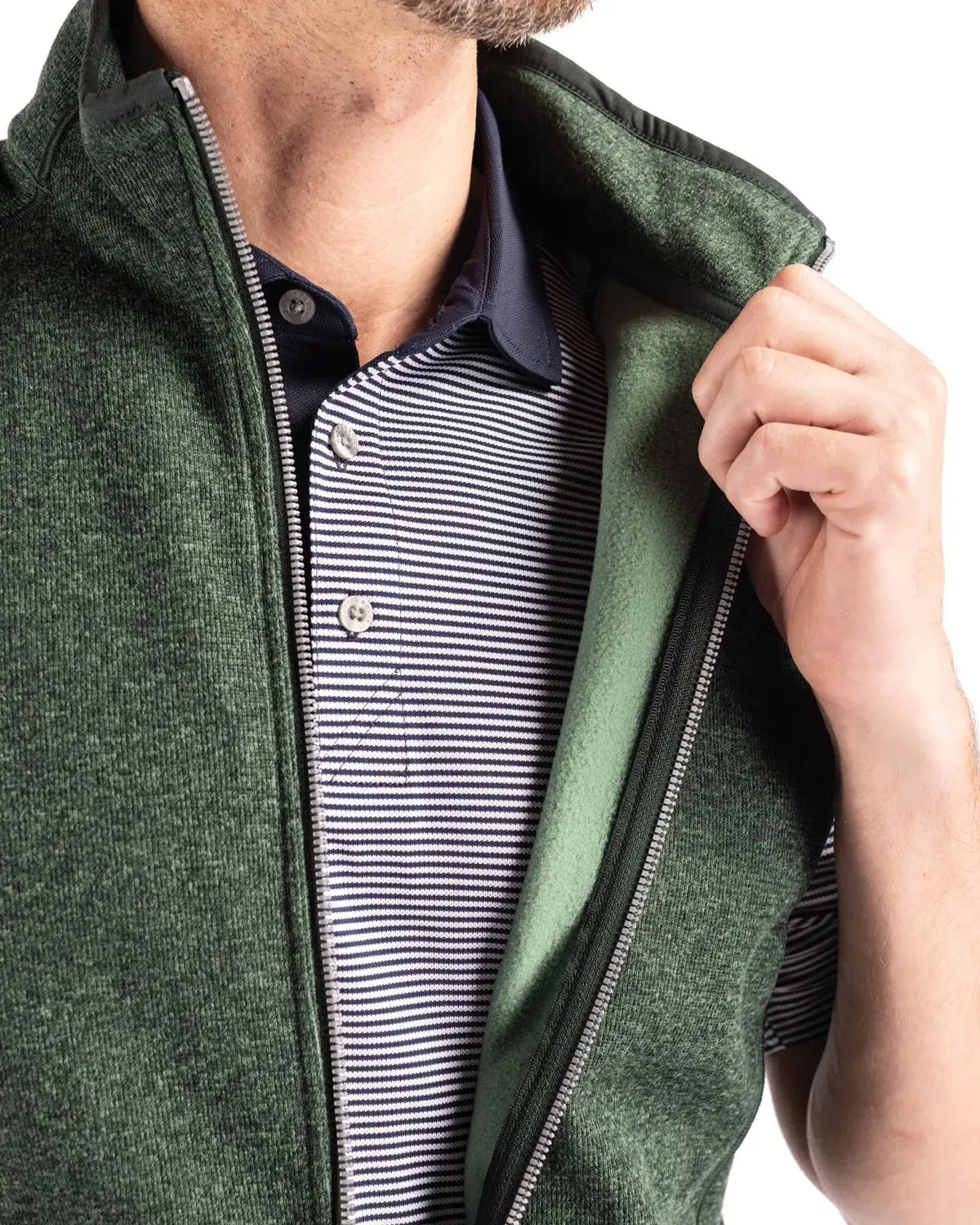 Cutter & Buck Mco00047 Mainsail Sweater-knit Mens Full Zip Vest - Hunter Heather