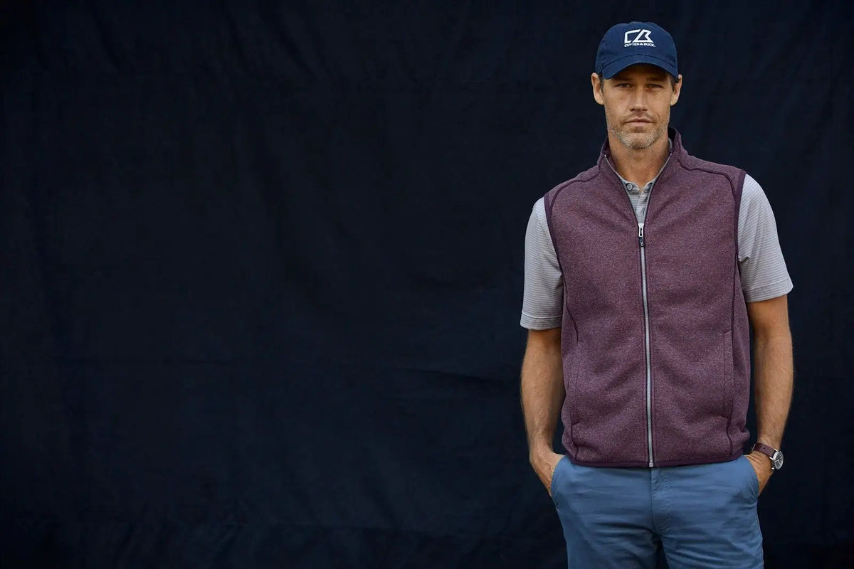 Cutter & Buck Mco00047 Mainsail Sweater-knit Mens Full Zip Vest - Bordeaux Heather