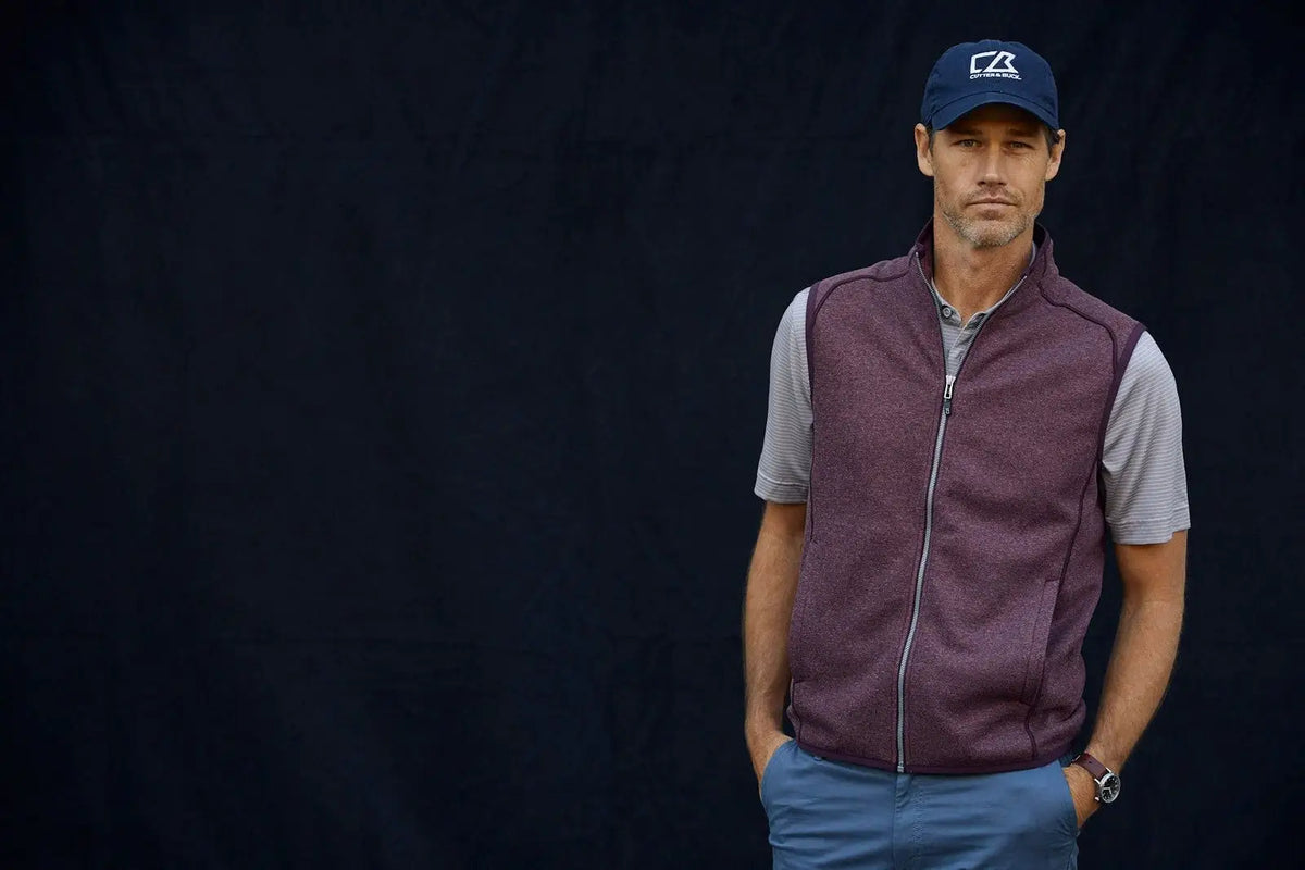 Cutter & Buck Mco00047 Mainsail Sweater-knit Mens Full Zip Vest - Bordeaux Heather