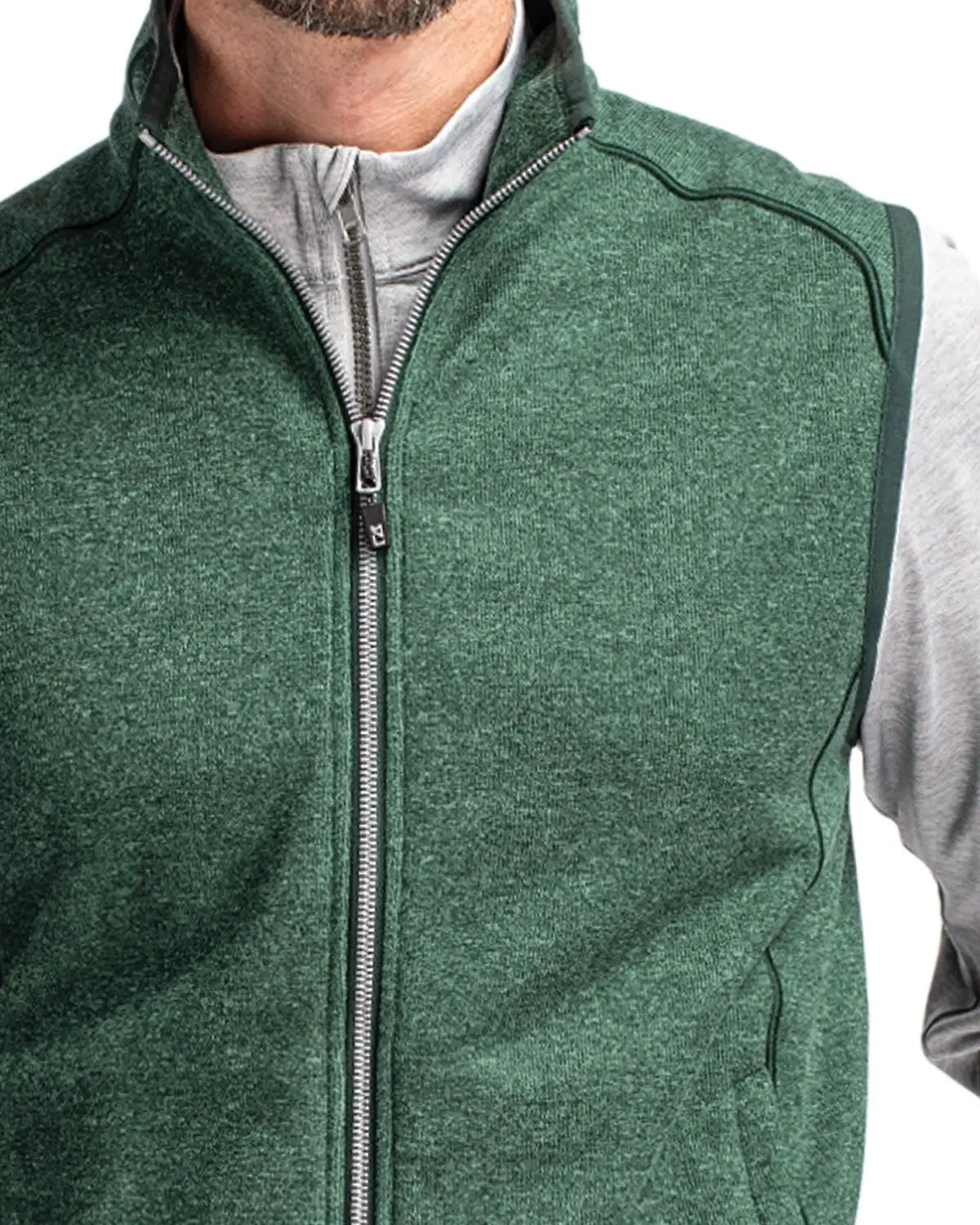 Cutter & Buck Mco00047 Mainsail Sweater-knit Mens Full Zip Vest - Hunter Heather