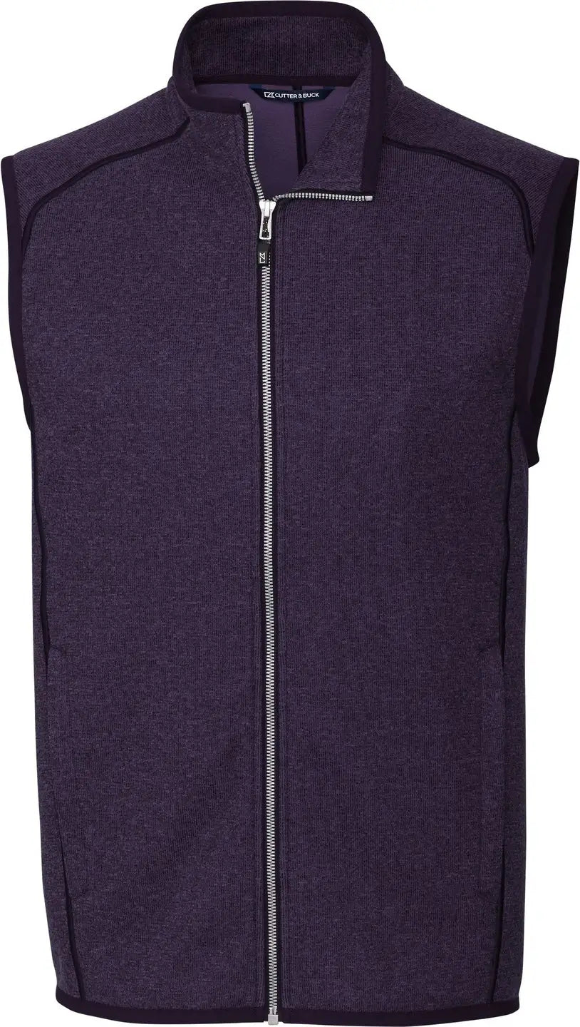 Cutter & Buck Mco00047 Mainsail Sweater-knit Mens Full Zip Vest - College Purple Heather - Adult s