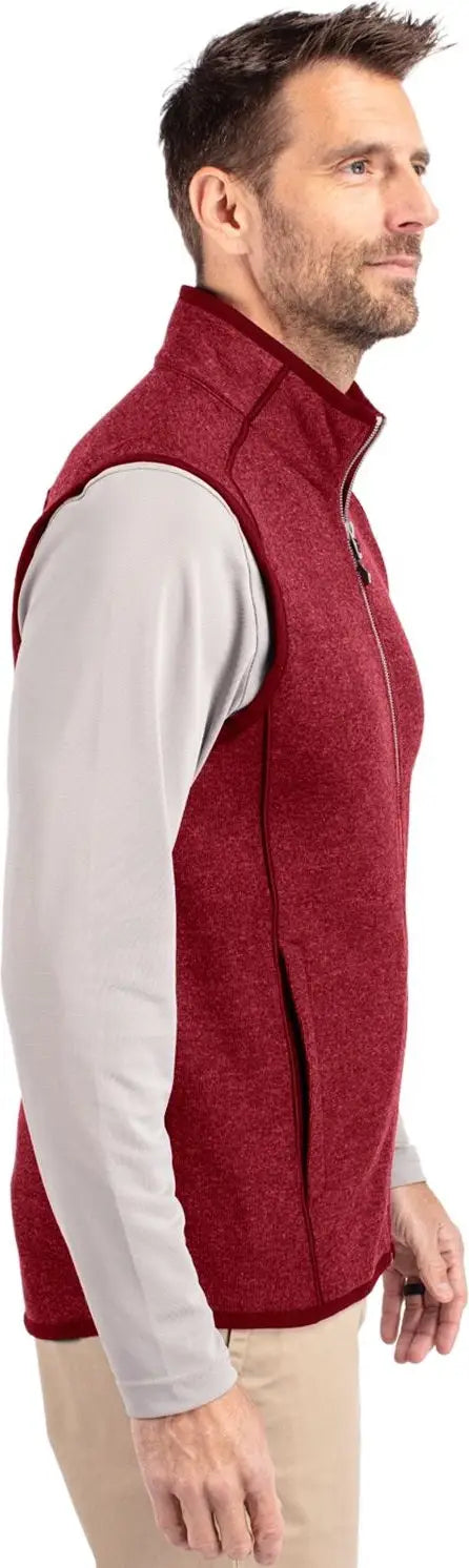 Cutter & Buck Mco00047 Mainsail Sweater-knit Mens Full Zip Vest - Cardinal Red Heather