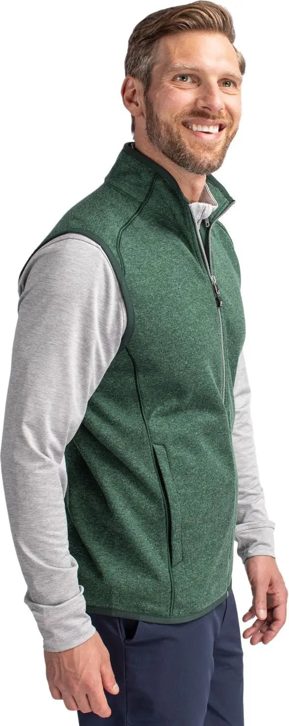 Cutter & Buck Mco00047 Mainsail Sweater-knit Mens Full Zip Vest - Hunter Heather