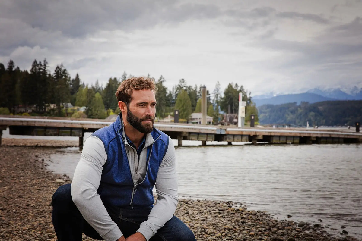 Cutter & Buck Mco00047 Mainsail Sweater-knit Mens Full Zip Vest - Tour Blue Heather