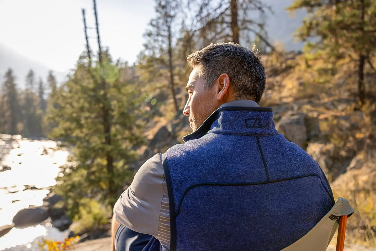Cutter & Buck Mco00047 Mainsail Sweater-knit Mens Full Zip Vest - Tour Blue Heather