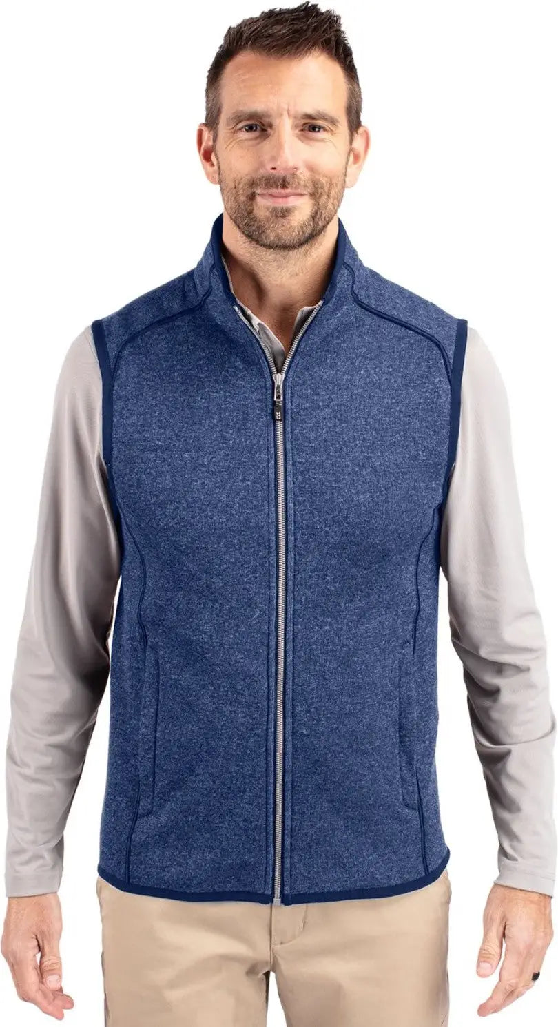 Cutter & Buck Mco00047 Mainsail Sweater-knit Mens Full Zip Vest - Tour Blue Heather - Adult s