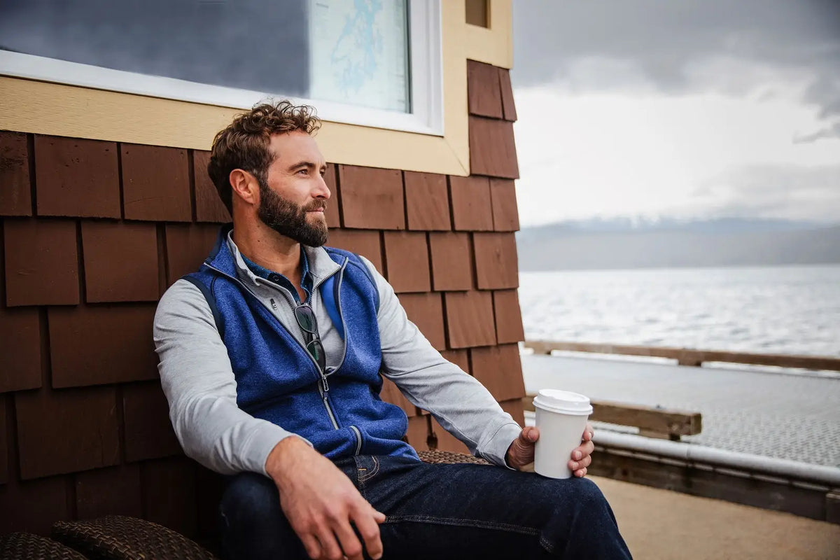 Cutter & Buck Mco00047 Mainsail Sweater-knit Mens Full Zip Vest - Tour Blue Heather