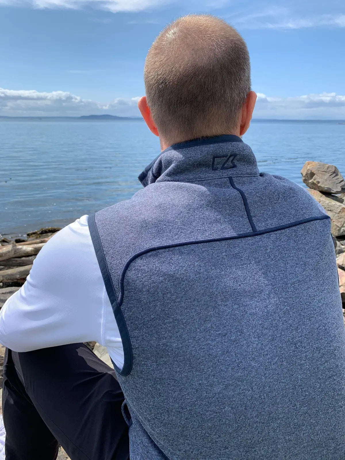 Cutter & Buck Mco00047 Mainsail Sweater-knit Mens Full Zip Vest - Tour Blue Heather